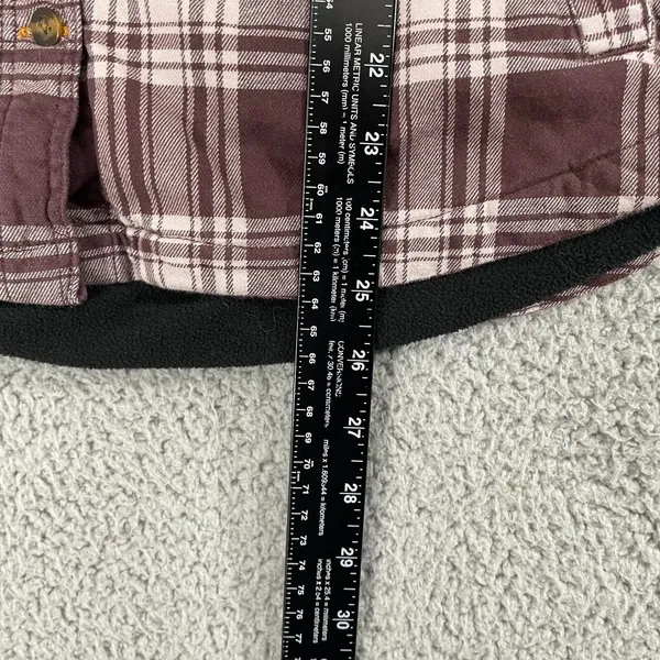 Carhartt Fleece Lined Flannel Shirt Women L Maroon Workwear‎ Button Shacket - Image 7
