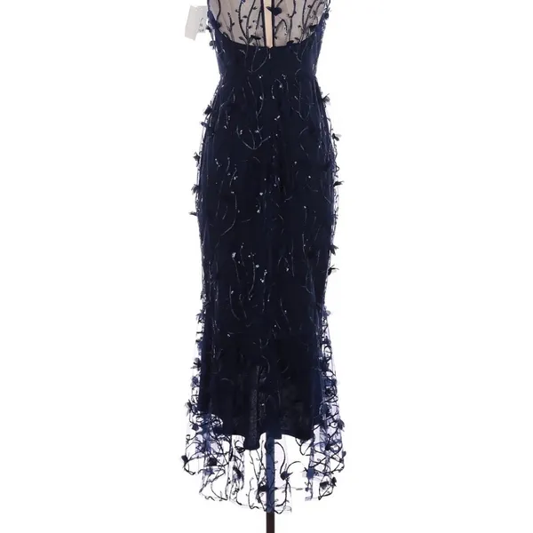 Dessy Collection Maya Navy 3D Floral Sequin Halter Dress Size 2 Fairycore - Image 7