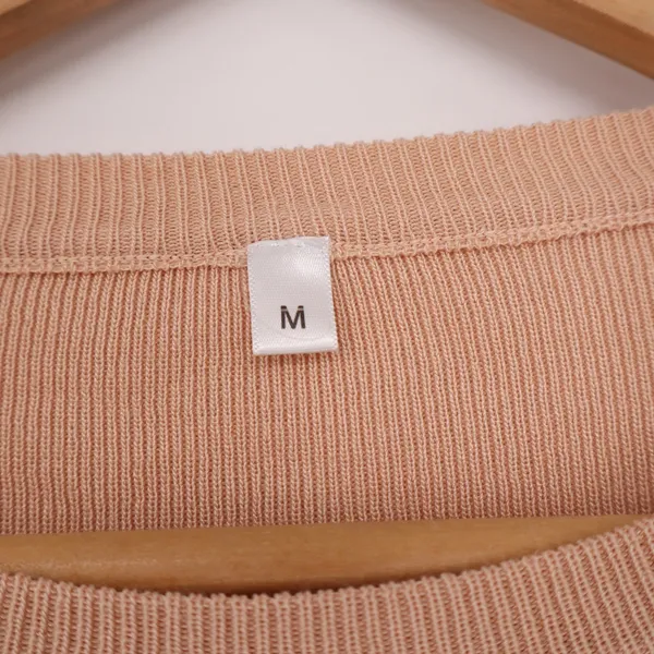 Fashion Peach Short Sleeve Knit Sweater Top Contrast Trim Size M - Image 2