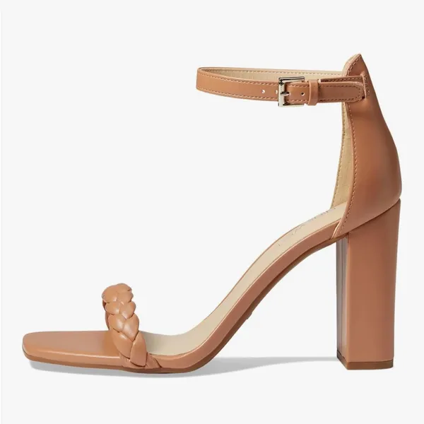 Nine West Allha 3 Braided Strap Chunky Heels in Macaroon Tan 6.5 - Image 2