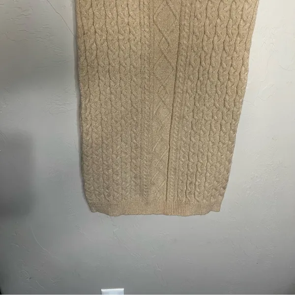Pol NwT After Hours Cable Knit Tan Short Sleeve Open Back Sweater‎ Dress - Image 4