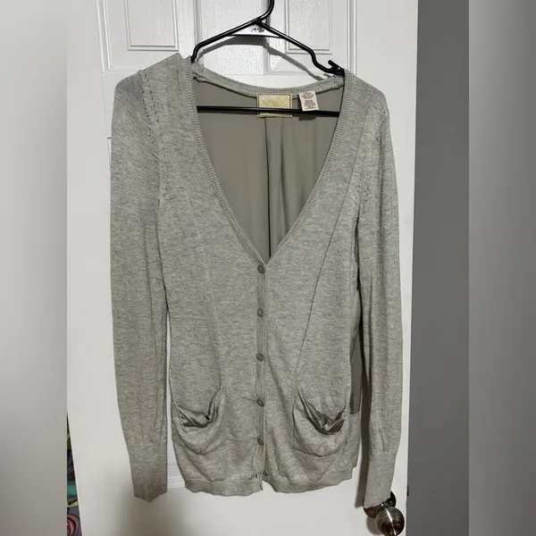 Guinevere X Anthropologie Grey Wool & Silk Blend Cardigan Size Small - Image 3