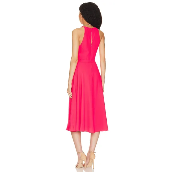 Amanda Uprichard Elondra Electric Rogue Pink Minimalist Tea Party Midi Dress S - Image 5