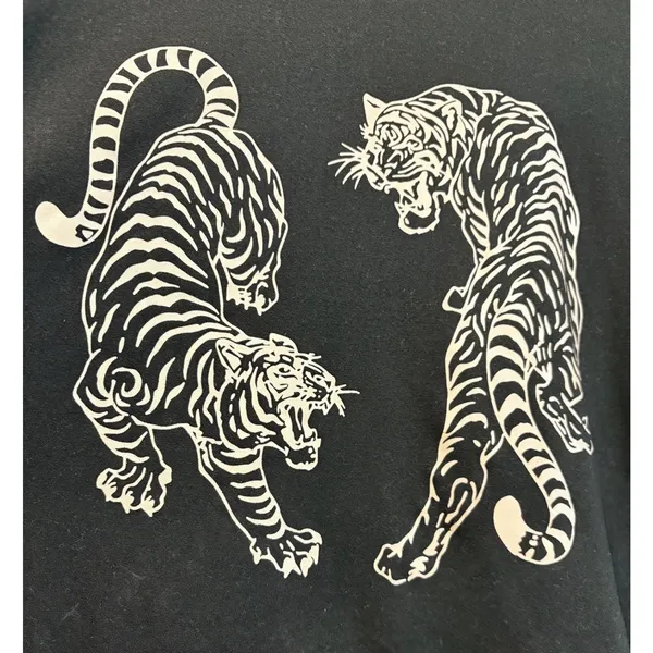 Women’s Black Tiger Graphic Tee Crew Neck Short Sleeve T-Shirt Size XL - Image 5