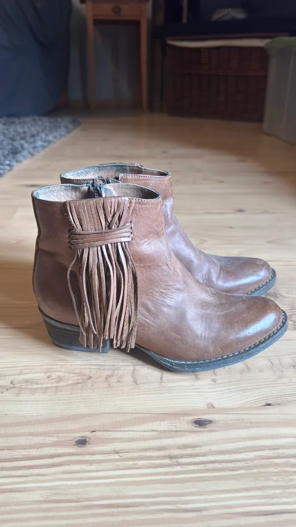 Circle G Booties Leather Fringe 7 - Image 3