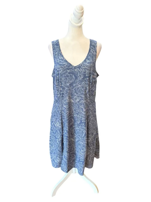 Toad And Co Sunkissed Cutout Dress Blueberry Batik Floral Print Womens Large - Image 2