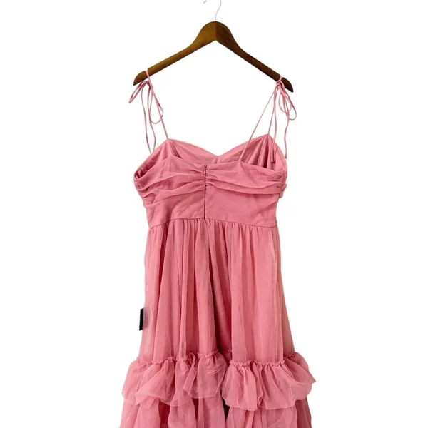 Lulus Endlessly Darling Dusty Rose Mesh Tiered Tie-Strap Maxi Dress size XL NWT - Image 7