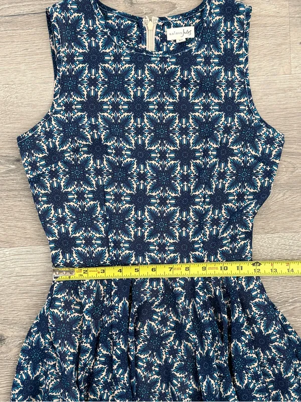 Maison Jules XS Navy Floral Fit & Flare Sleeveless Dress - Image 6