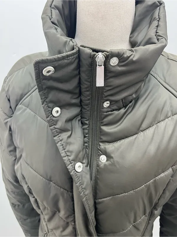 Kenneth Cole New York Olive Green Womens Quilted Puffer Coat Jacket Size Medium - Image 3