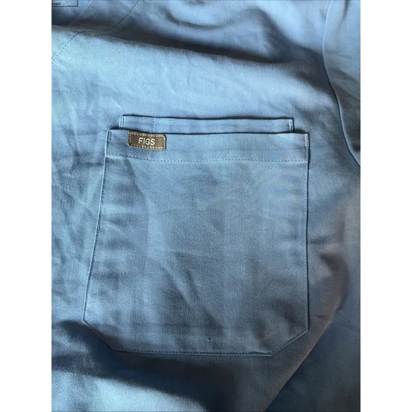 Figs Scrub 3 pocket Top Adult Extra Large Short Sleeve Blue V-Neck FM1500 - Image 8
