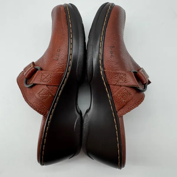 b.o.c. Born Concept Leather Clogs 7 Brown Wedge Mules Earthy‎ Granola Lagenlook - Image 8