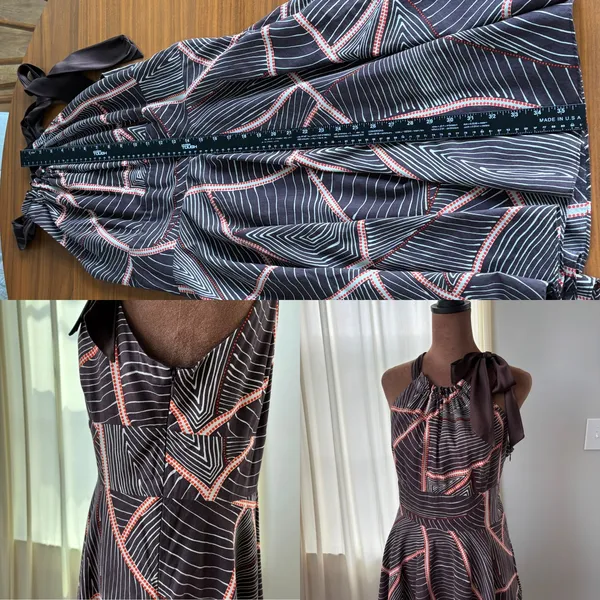 90s Vintage Steve Madden Halter Dress Size 10 Cotton Silk Boho Chic Retro Preppy - Image 6