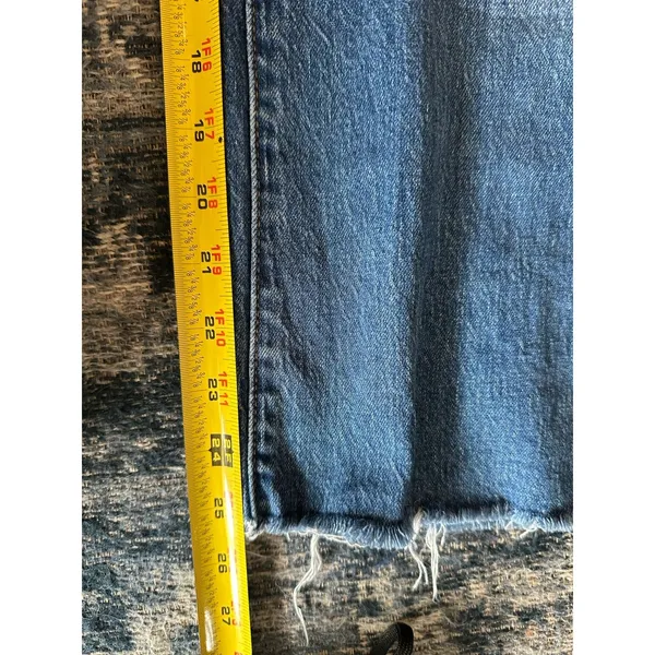 J.CREW Jeans Womens Size 32 Blue Mid Rise Flare Crop Raw Hem Distressed Stretch - Image 8