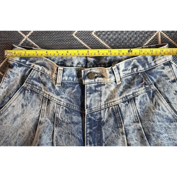 Vintage CHIC Acid Wash Pleated Jeans High Rise Tapered 80s Indie Streetwear USA - Image 9