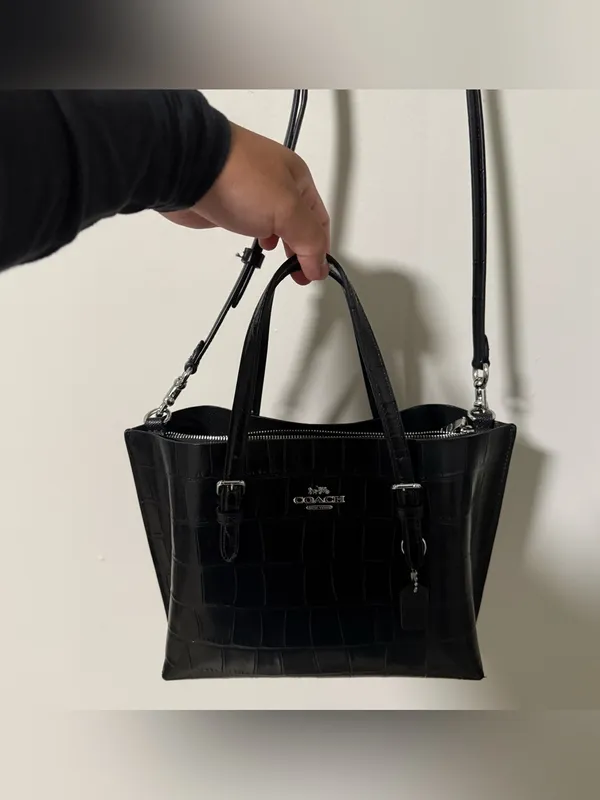 COACH Black Croc Embossed Mollie Tote Bag 25 - Image 12