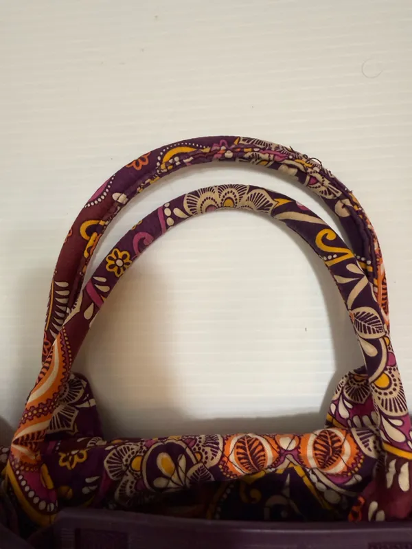 Vera Bradley Safari Sunset Paisley Design Medium Duffel Bag Purple Orange - Image 12