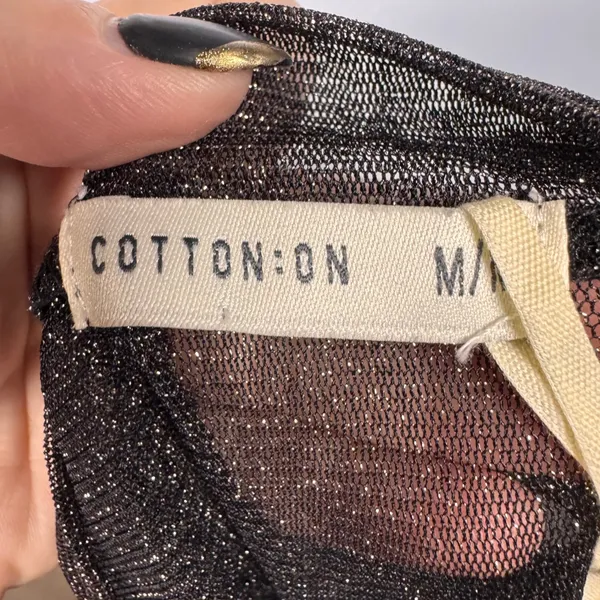 NWT COTTON ON Black Metallic Mesh Crop Top M Grunge Goth Festival‎ Punk Fetish - Image 6