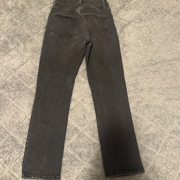 AGOLDE Riley High Rise Straight Crop Jeans Panoramic Washed Black Women's Sz 25 - Image 7