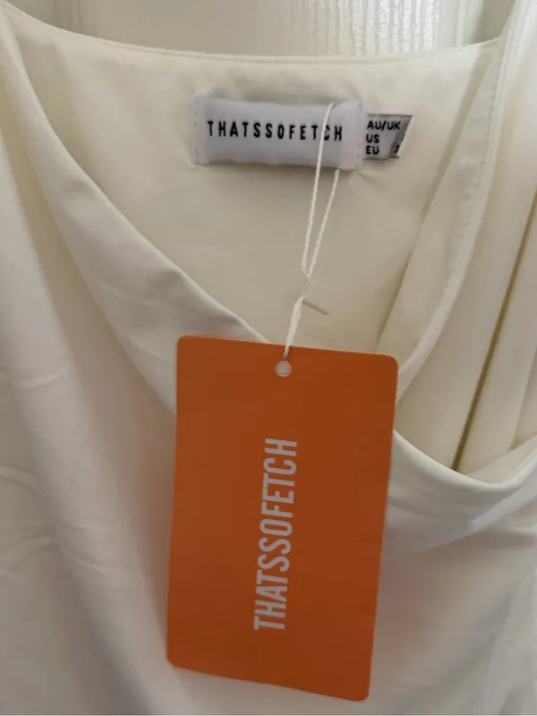 That’s So Fetch Ivory Ruched Cowl Neck Mini Dress 2 NWT - Image 3