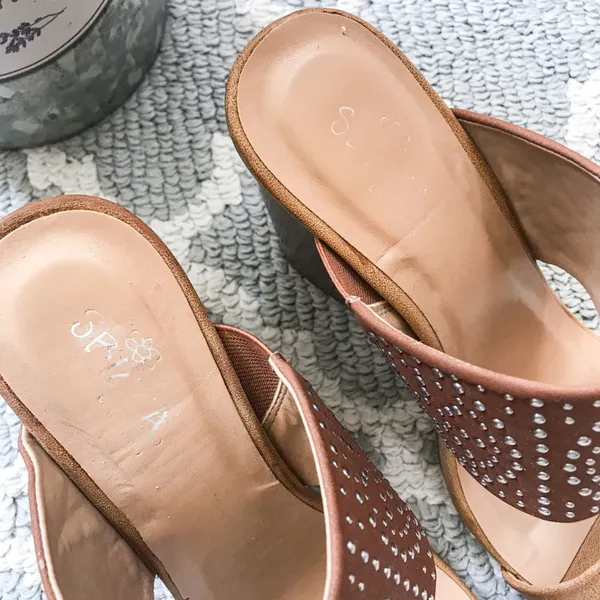 Francesca’s studded cognac block heel mule sandal Brown Size 7.5 - Image 7