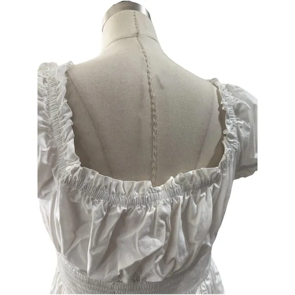 Altar'd State White Smocked Sweetheart Mini Dress L Little White Dress Bridal - Image 7