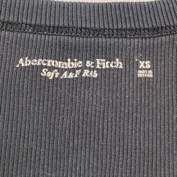 Abercrombie & Fitch XS Black Ribbed Henley Tank Top Y2K Fitted - Image 5