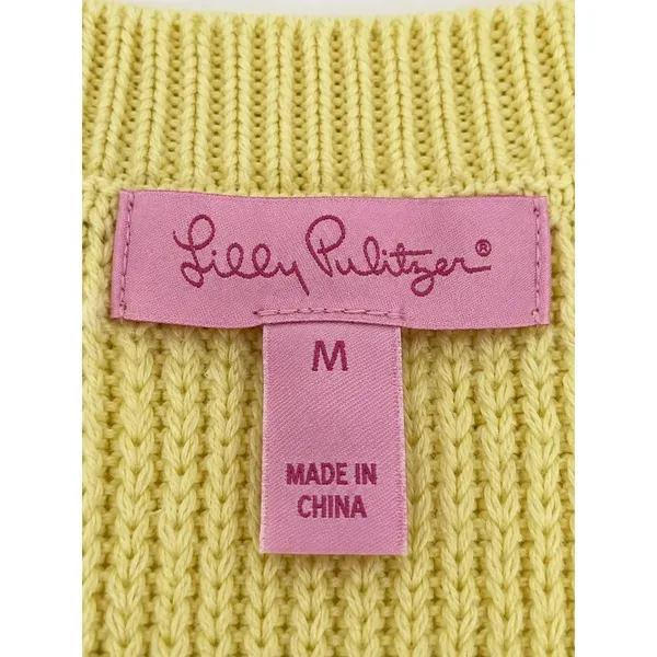 Lilly Pulitzer Estee Yellow High Neck Halter Sweater Knit Tank Top Medium - Image 4