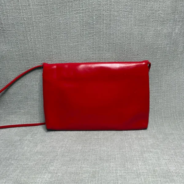 Vintage‎ Red Faux Leather Envelope Clutch Shoulder Bag Y2K Retro Red Purse - Image 3