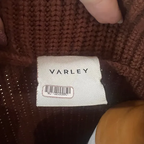 Varley Mentone Half Zip Pullover sweater Tortoise Shell Brown chunky knit SMALL - Image 5