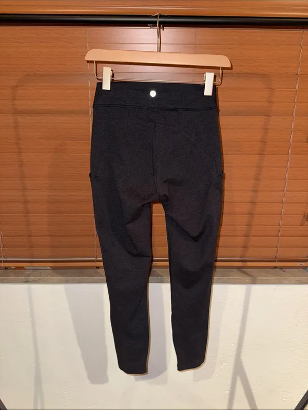 Lululemon Dark Grey Mid Rise Pocket Leggings - Image 3