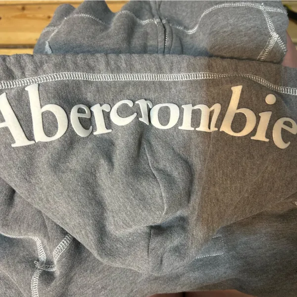 Abercrombie & Fitch Y2K Spellout Soft A&F Fleece Zip Up Hoodie Grey Medium - Image 8