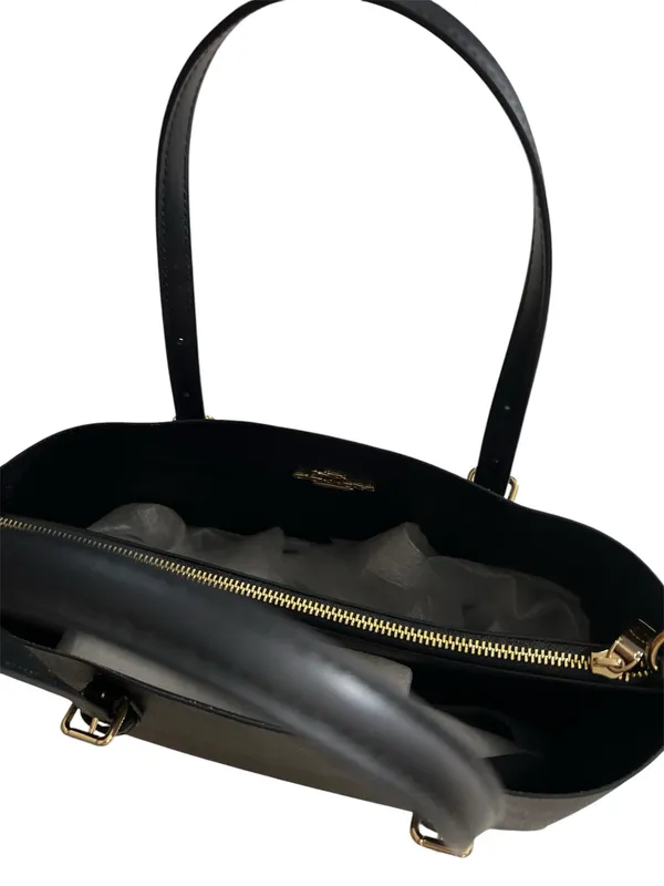 Coach Mollie Tote 25 in Signature Canvas Walnut Black CV965 Crossbody - Image 4