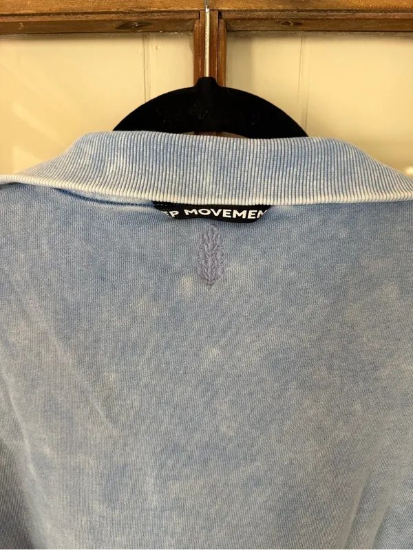 FP Movement Valley Girl Half Zip Cropped Sweatshirt Pullover Faded Blue Size XS - Image 8