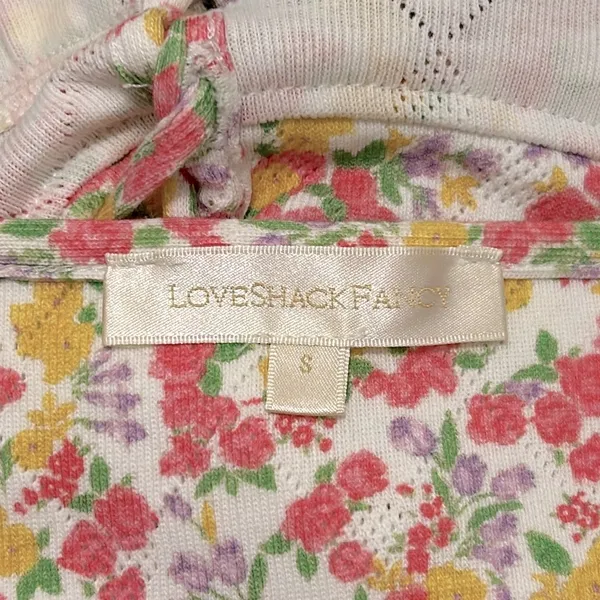 LoveShackFancy Sarai Cropped Ruffle Cami In Floral Fruity Punch New Small - Image 9