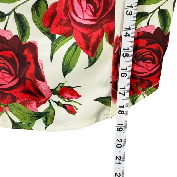 Jaded London Scarlett Satin Corset Top Womens 4 Ivory Red Rose Floral Coquette - Image 11