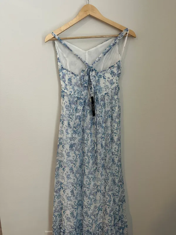 Lulus My Story White Floral Tie-Back Maxi Dress - Image 4