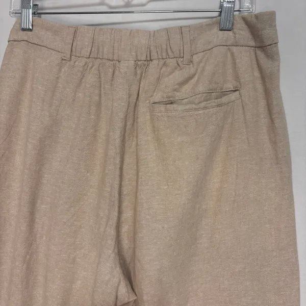 Old‎ Navy Taylor Wide Leg Trousers Womens L Beige Linen Blend High Rise Office - Image 4