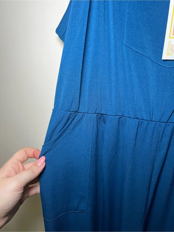 LuLaRoe Leola Blue Sleeveless Jumpsuit Romper - Image 3