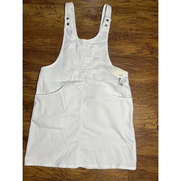 American Eagle NWT Size Large Skirtall Overalls Dress White Pockets Summer - Image 2