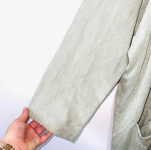 Anthropologie DONNI. Sandwash Ribbed Open Front Cardigan Tan White Stripe NWT - Image 4