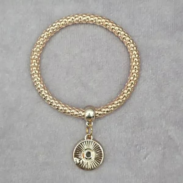 Gold Charm Dangle Elastic Stretch‎ Bead Bracelet Boho Retro Fashion Jewelry - Image 2