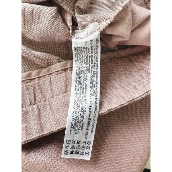 Zara Cotton Blend Cropped Pants Size M Cuffed Wide Hem Ankle Dusty Pink Coastal‎ - Image 8