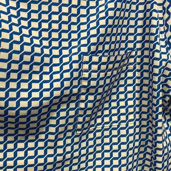 GAP Women's Blue and White Checkered Print Blouse Long Sleeve Work Top Sz Small - Image 3