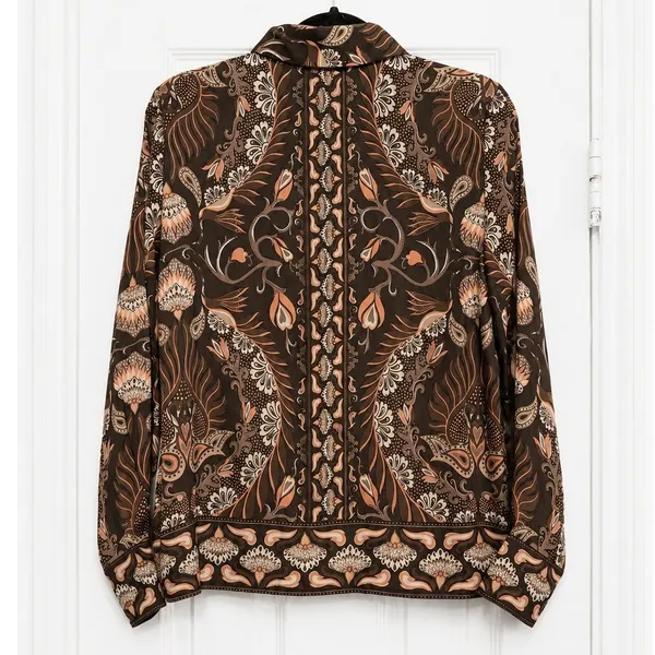 Rachel Zoe Satin Paisley Print Button-Down Blouse Long Sleeve Size Small NWT - Image 3