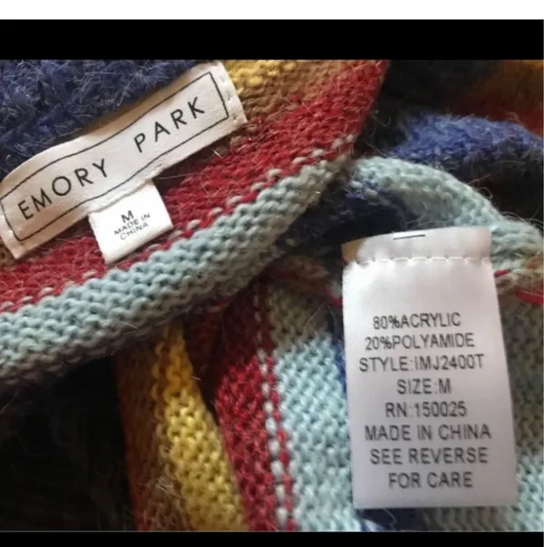 Emory Park NWOT Blue multi stripe crewneck pullover knit sweater size M - Image 8