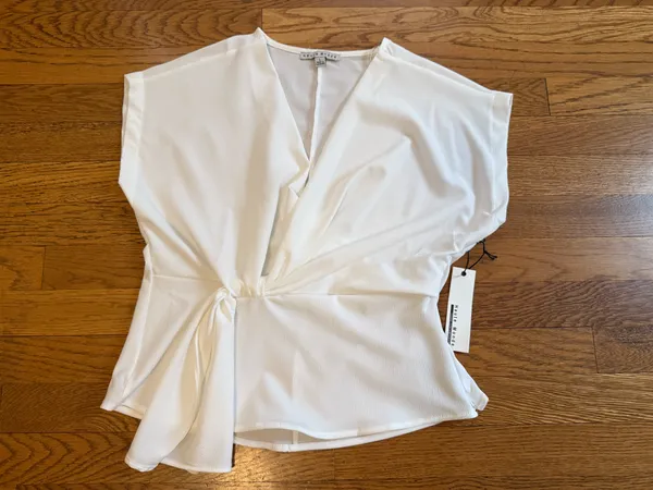 Haute Monde white Wrap Tie Peplum Top size L - Image 4
