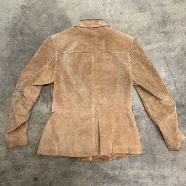 Vintage Wilsons Leather Maxima Brown Suede Blazer Button Jacket M - Image 2