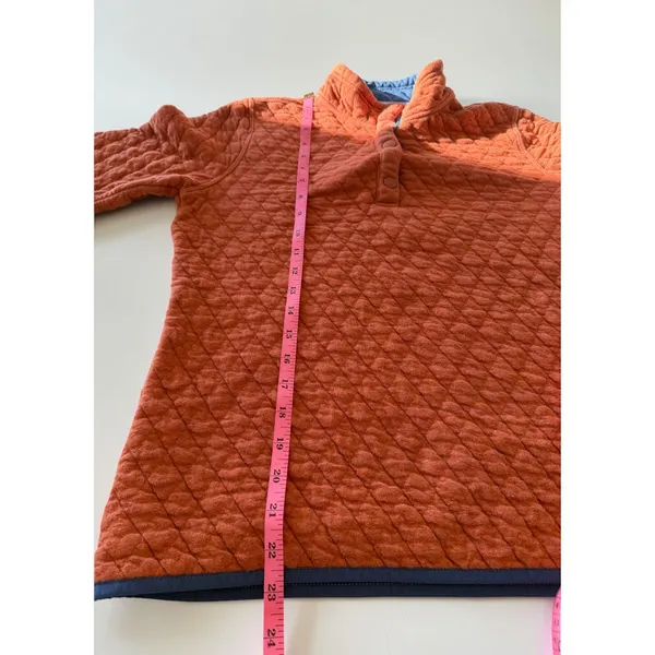Orvis Womens XS Burnt Orange Quilted Snap Neck Pullover Sweatshirt Mock Neck - Image 6