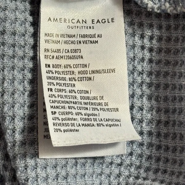 American Eagle Outfitters Sweater Womens XS Blue‎ Waffle Knit Hooded - Image 2