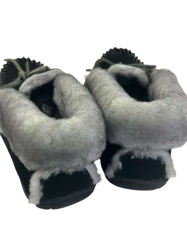 LL Bean Wicked Good Moccasins Black 8M hard sole fur lined - Image 6